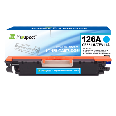  بروسبكت 126A طقم CE310A CE311A CE312A CE313A مجموعة احبار متوافقة ( اسود، أزرق، أصفر، أرجواني، 4-عبوات )