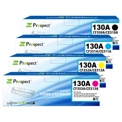  بروسبكت 130A طقم CF350A CF351A CF352A CF353A مجموعة احبار متوافقة ( اسود، أزرق، أصفر، أرجواني، 4-عبوات )