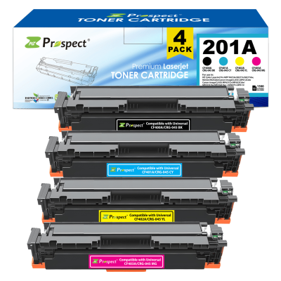  بروسبكت 201A طقم CF400A CF401A CF402A CF403A مجموعة احبار متوافقة ( اسود، أزرق، أصفر، أرجواني، 4-عبوات )