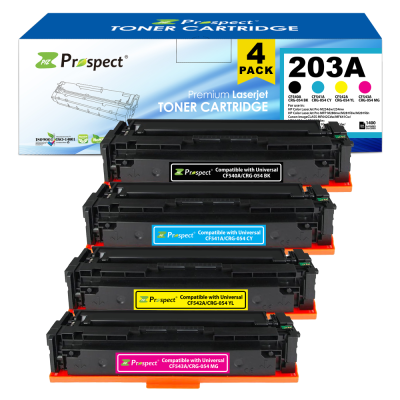  بروسبكت 203A طقم CF540A CF541A CF542A CF543A مجموعة احبار متوافقة ( اسود، أزرق، أصفر، أرجواني، 4-عبوات )