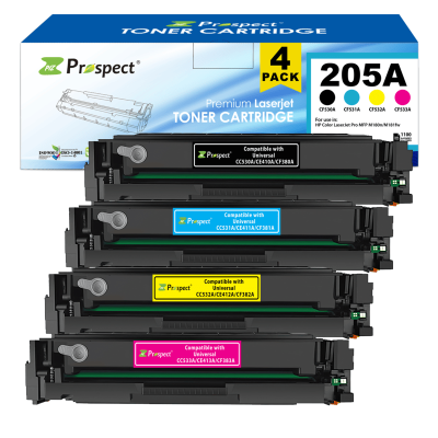  بروسبكت 205A طقم CF530A CF531A CF532A CF533A مجموعة احبار متوافقة ( اسود، أزرق، أصفر، أرجواني، 4-عبوات )