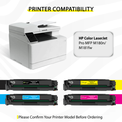  بروسبكت 205A طقم CF530A CF531A CF532A CF533A مجموعة احبار متوافقة ( اسود، أزرق، أصفر، أرجواني، 4-عبوات )