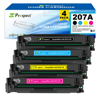  بروسبكت 207A طقم W2210A W2211A W2212A W2213A مجموعة احبار متوافقة ( اسود، أزرق، أصفر، أرجواني، 4-عبوات )