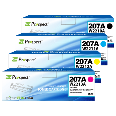  بروسبكت 207A طقم W2210A W2211A W2212A W2213A مجموعة احبار متوافقة ( اسود، أزرق، أصفر، أرجواني، 4-عبوات )