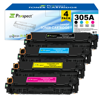  بروسبكت 305A طقم CC410A CC411A CC412A CC413A مجموعة احبار متوافقة ( اسود، أزرق، أصفر، أرجواني، 4-عبوات )