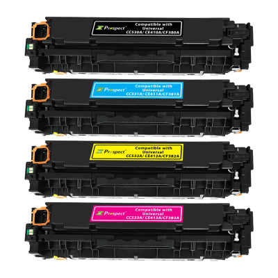  بروسبكت 312A  طقم CF380A CF381A CF382A CF383A مجموعة احبار متوافقة ( اسود، أزرق، أصفر، أرجواني، 4-عبوات )